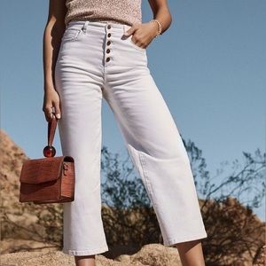 NWT JustFab White High-Waisted Stella Wide Leg Crop Jeans